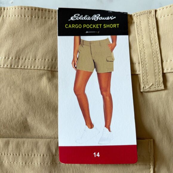 Eddie Bauer Khaki Cargo Shorts Mid-Rise Nylon Stretch Pockets - Women's Size 12 - Picture 3 of 7